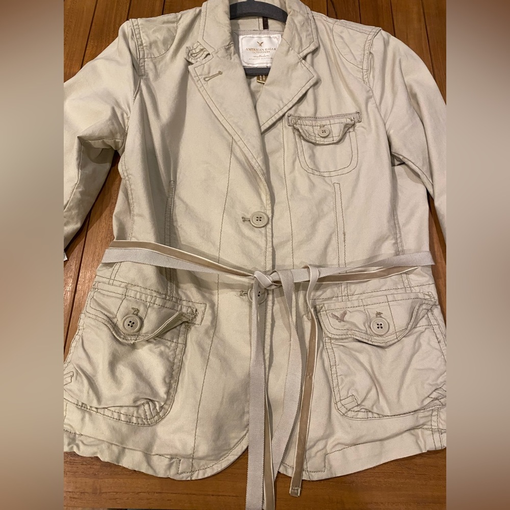American Eagle Khaki Utility Jacket Blazer - Picture 2 of 12